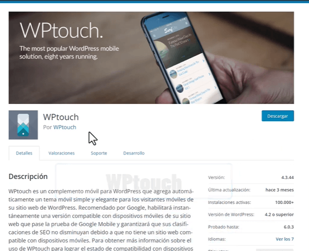 Wp Touch plugin